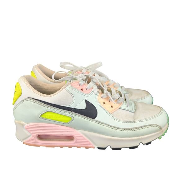 Nike Air Max 90 Sneakers White Volt Green Glow CZ1617-100 Women's Size 10 Easter - Picture 1 of 7
